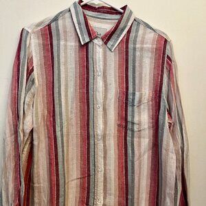 Rails Long Sleeved Shirt Stripped with Metallic thread Lightweight Sz Medium